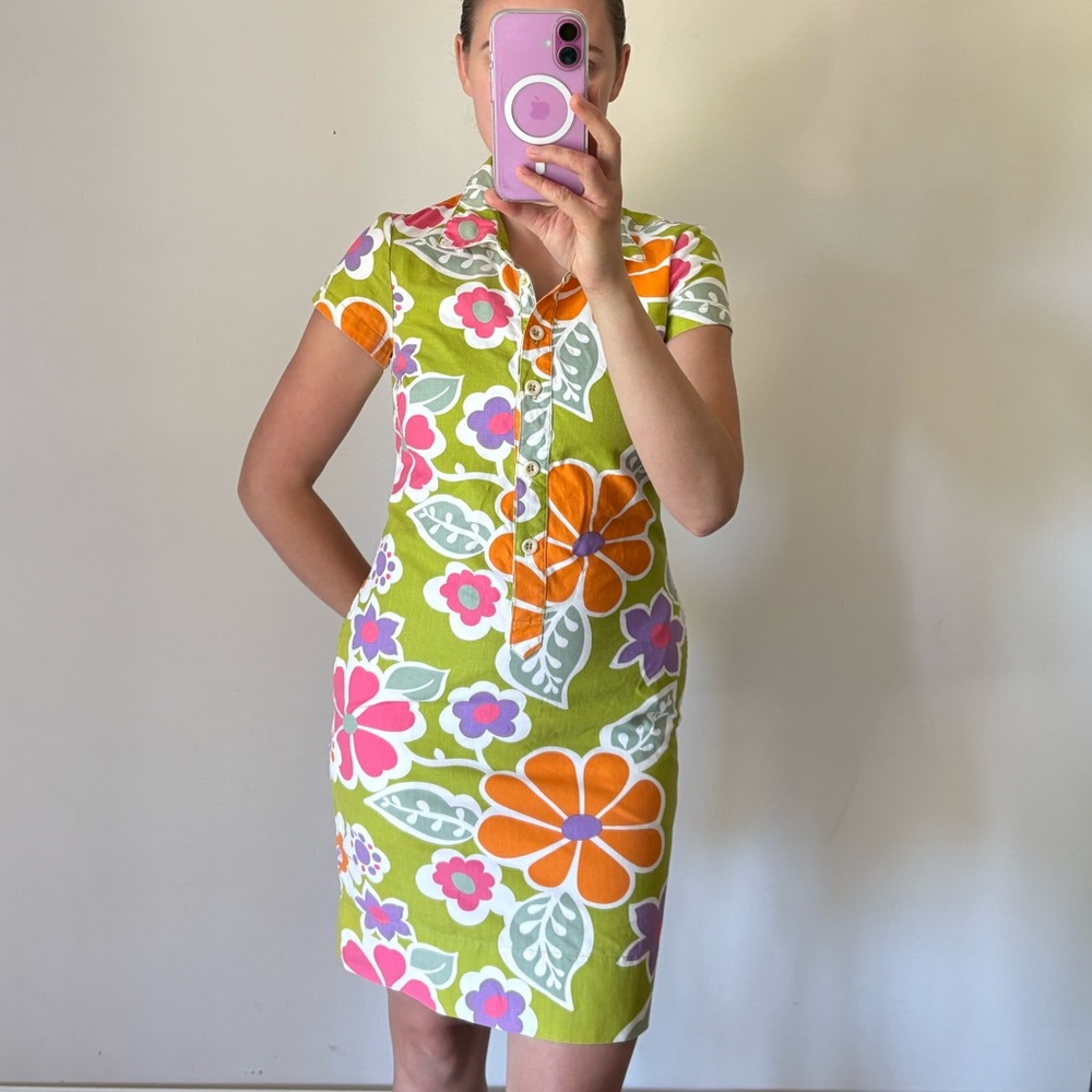 Boden Retro Vintage Style Floral Collared Short Sleeve Dress Women’s XS